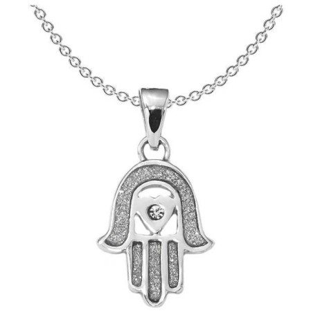 Sterling Silver Hamsa Glass Stone Pendant | Jewelry | Judaica