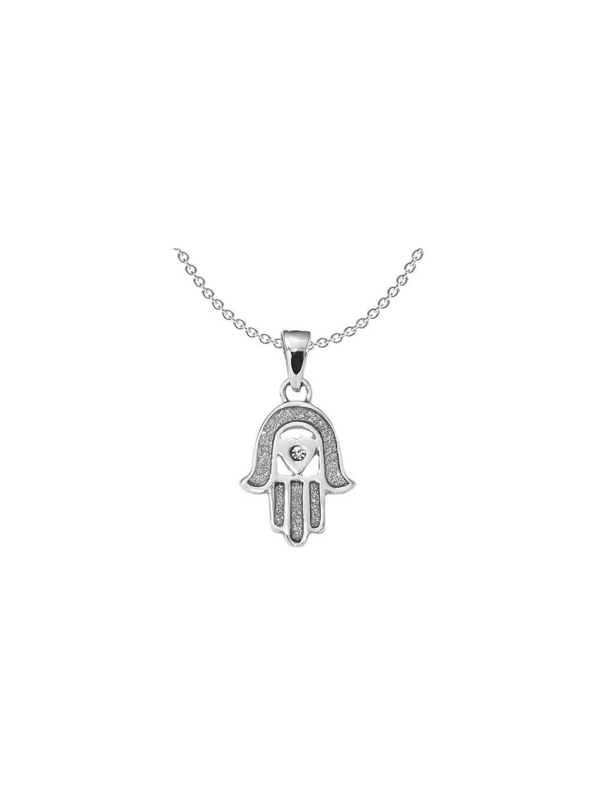 Sterling Silver Hamsa Glass Stone Pendant | Jewelry | Judaica