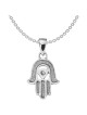 Sterling Silver Hamsa Glass Stone Pendant | Jewelry | Judaica