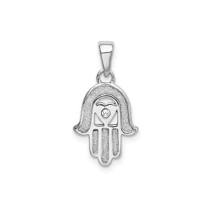 Sterling Silver Hamsa Glass Stone Pendant | Jewelry | Judaica
