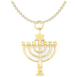 14k Yellow Gold Star of David Menorah Pendant | Jewelry | Judaica