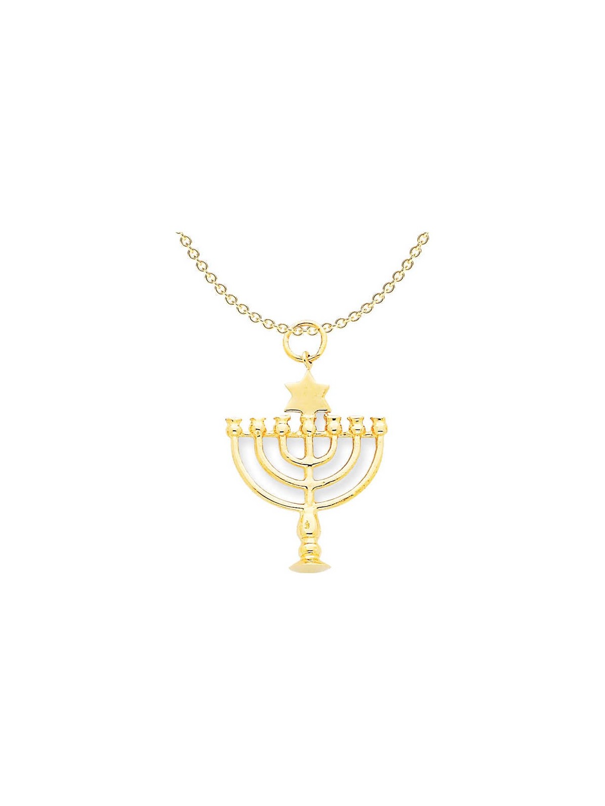 14k Yellow Gold Star of David Menorah Pendant | Jewelry | Judaica