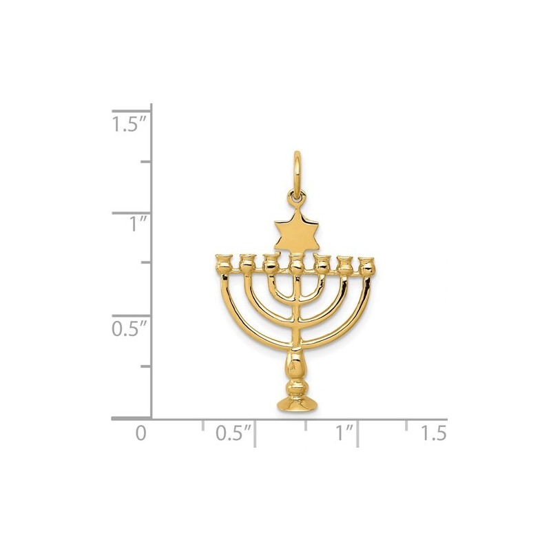 14k Yellow Gold Star of David Menorah Pendant | Jewelry | Judaica