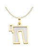 14k Two-Tone Gold Raised Border Chai Pendant | Jewelry | Judaica