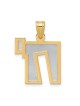 14k Two-Tone Gold Raised Border Chai Pendant | Jewelry | Judaica