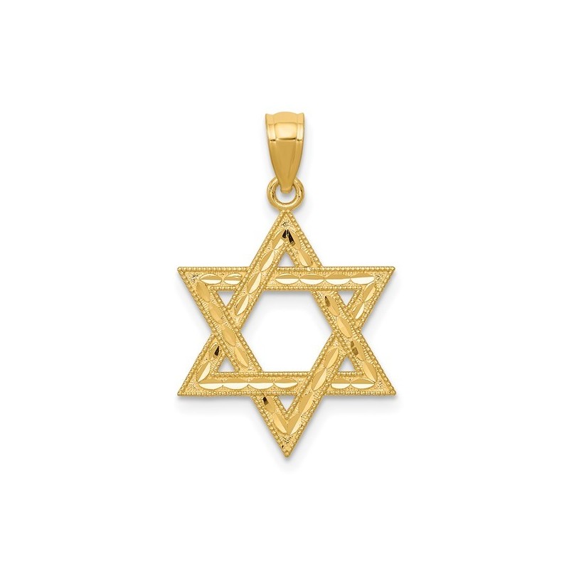 14k Yellow Gold Polished Diamond-Cut Star of David | Jewelry | Judaica
