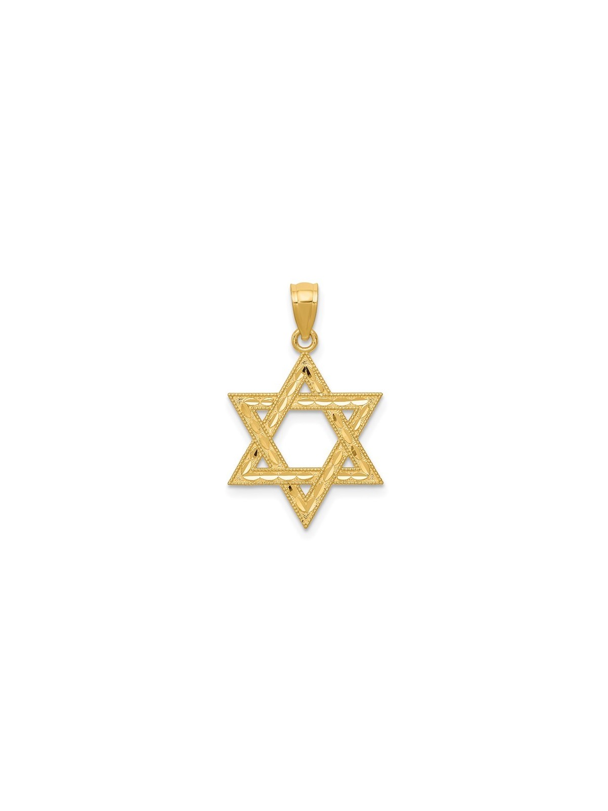14k Yellow Gold Polished Diamond-Cut Star of David | Jewelry | Judaica