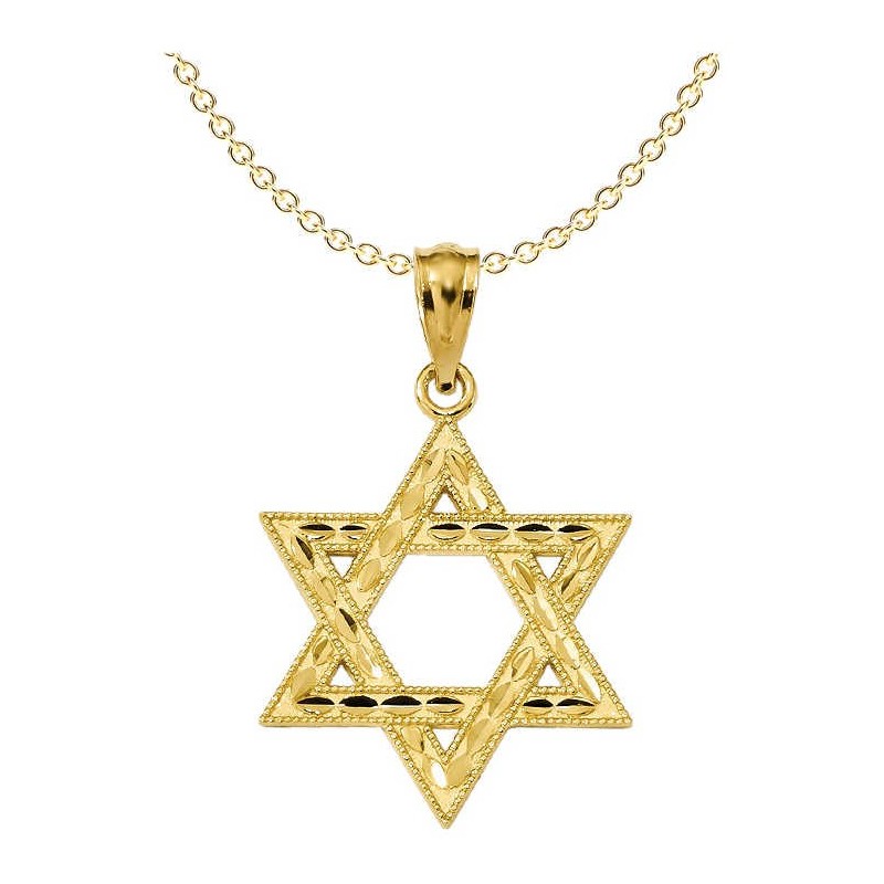 14k Yellow Gold Polished Diamond-Cut Star of David | Jewelry | Judaica