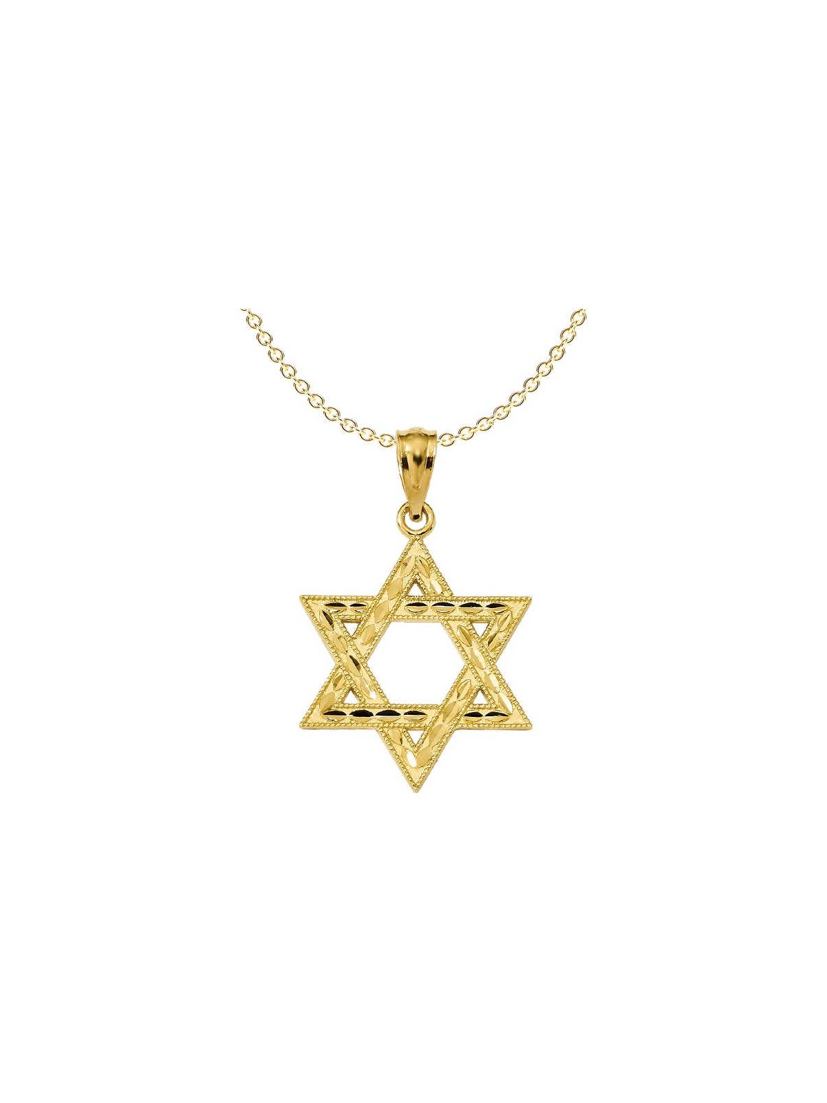 14k Yellow Gold Polished Diamond-Cut Star of David | Jewelry | Judaica
