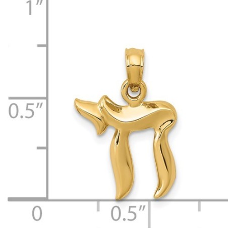 14k Yellow Gold Classic Chai Pendant | Jewelry | Judaica