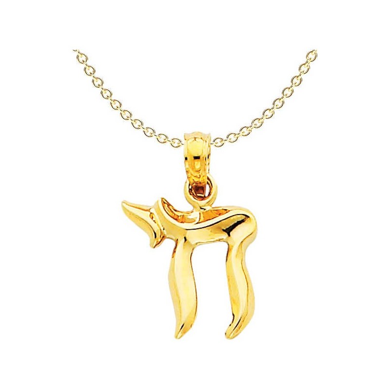 14k Yellow Gold Classic Chai Pendant | Jewelry | Judaica