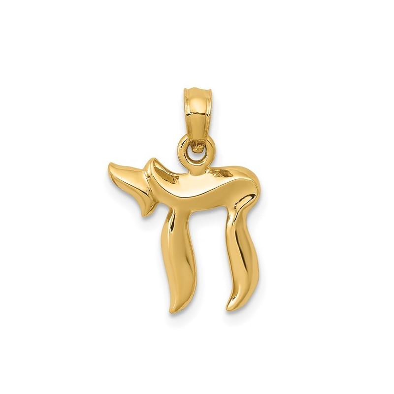 14k Yellow Gold Classic Chai Pendant | Jewelry | Judaica