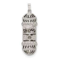 Sterling Silver Ornamental Mezuzah Pendant | Jewelry | Judaica