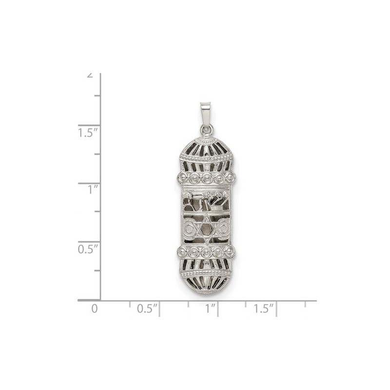 Sterling Silver Ornamental Mezuzah Pendant | Jewelry | Judaica