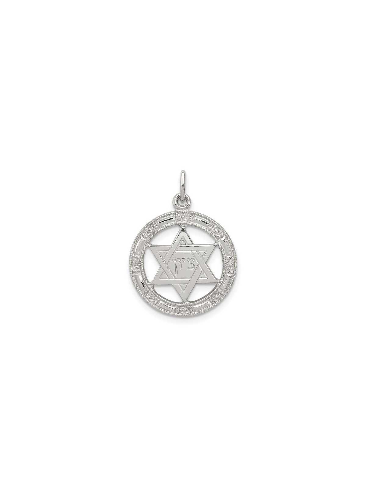 Sterling Silver Round Zion Star of David Pendant | Jewelry | Judaica