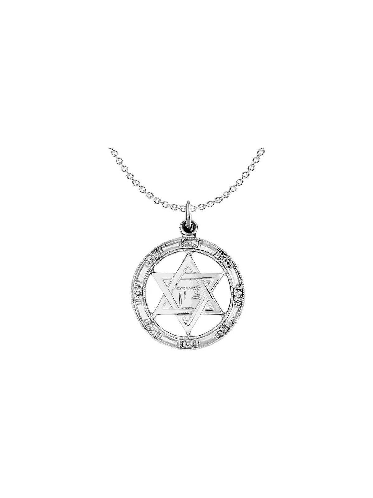 Sterling Silver Round Zion Star of David Pendant | Jewelry | Judaica