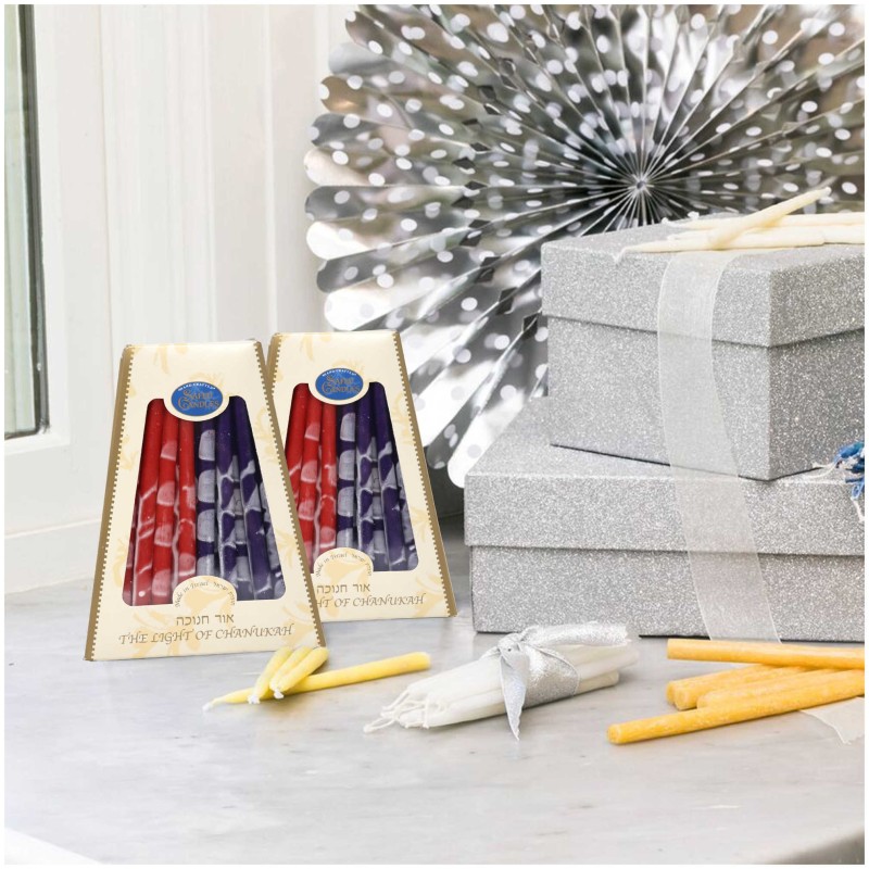 Premium Handcrafted Hanukkah Candles - Red/Purple | Hanukkah | Judaica