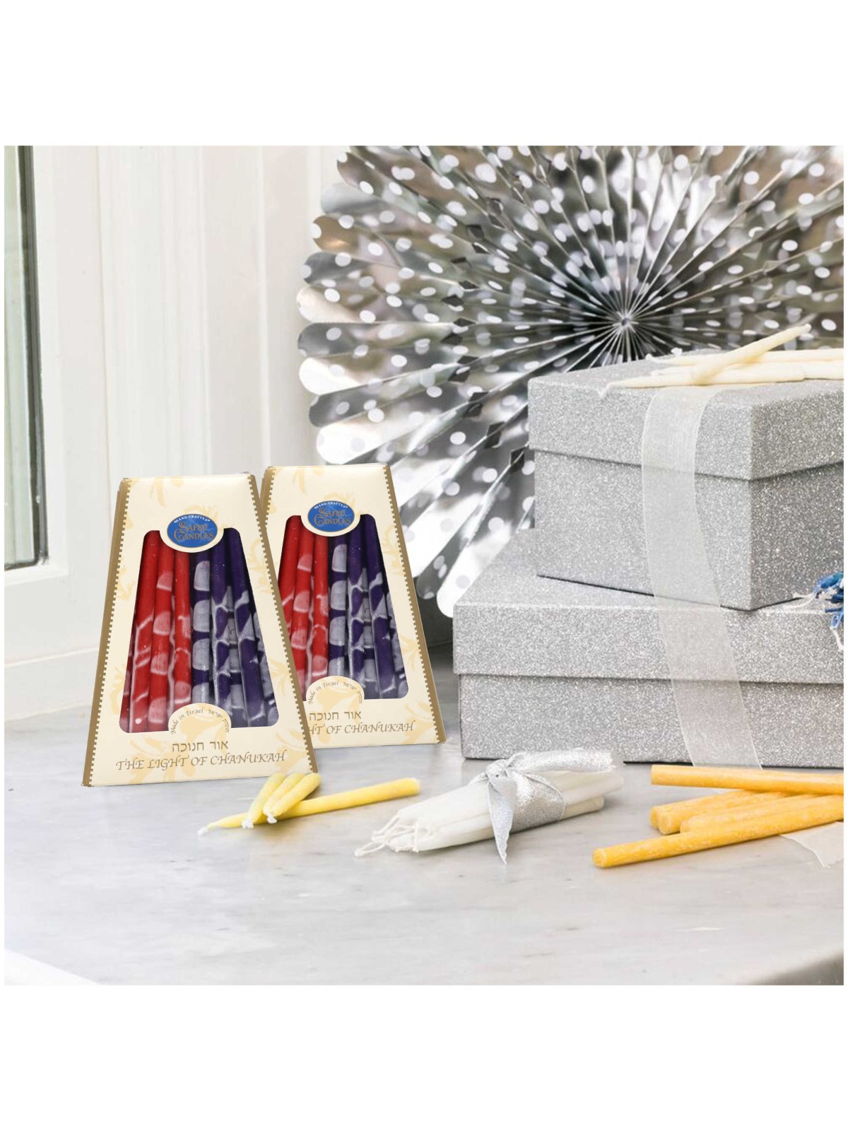 Premium Handcrafted Hanukkah Candles - Red/Purple | Hanukkah | Judaica