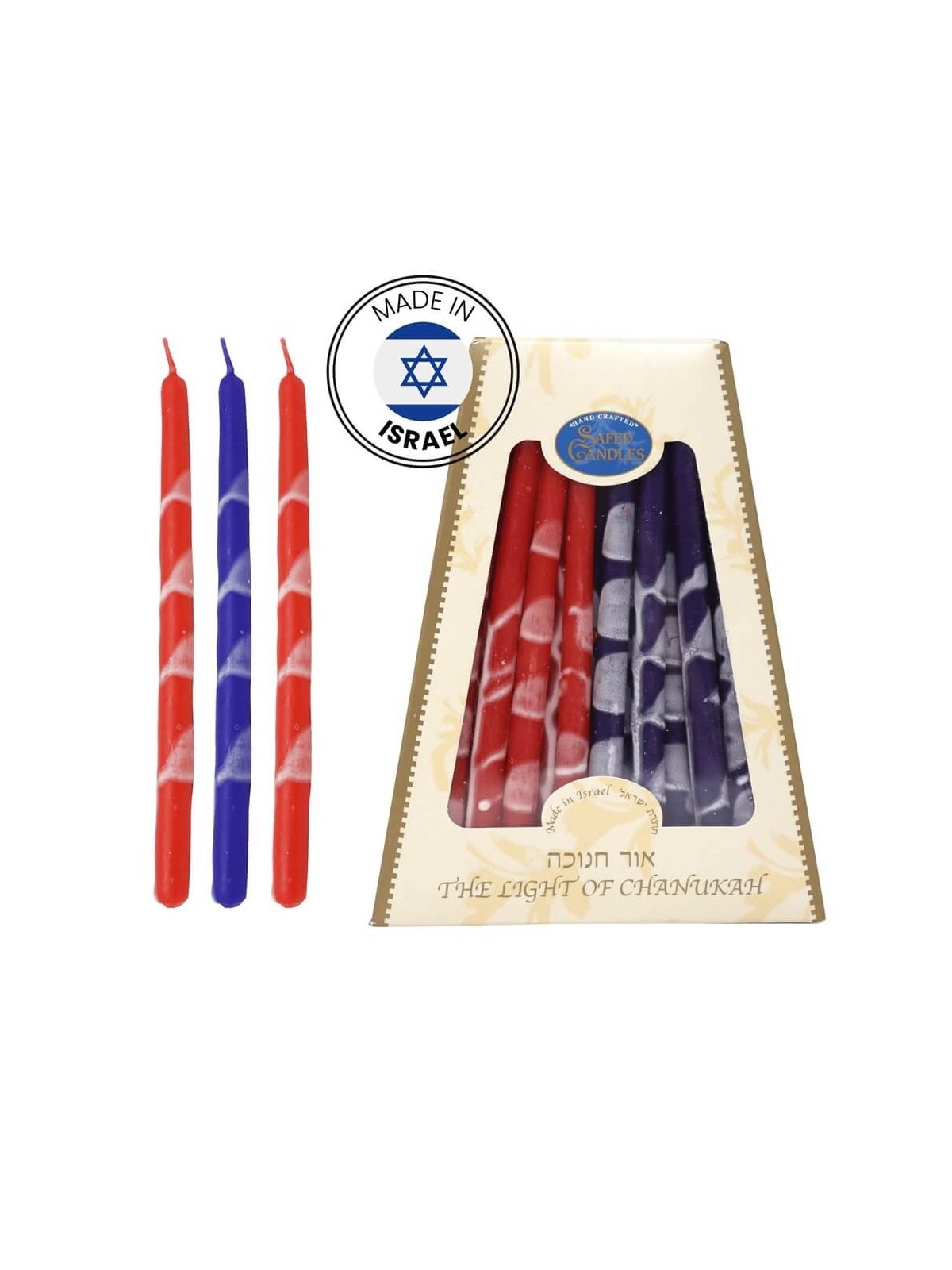 Premium Handcrafted Hanukkah Candles - Red/Purple | Hanukkah | Judaica