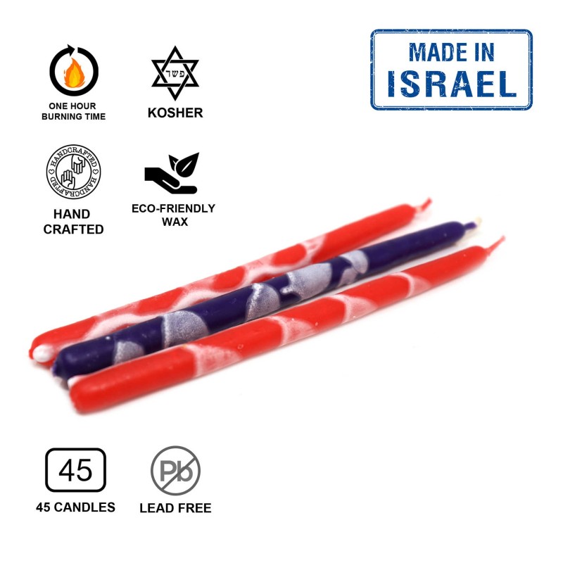 Premium Handcrafted Hanukkah Candles - Red/Purple | Hanukkah | Judaica