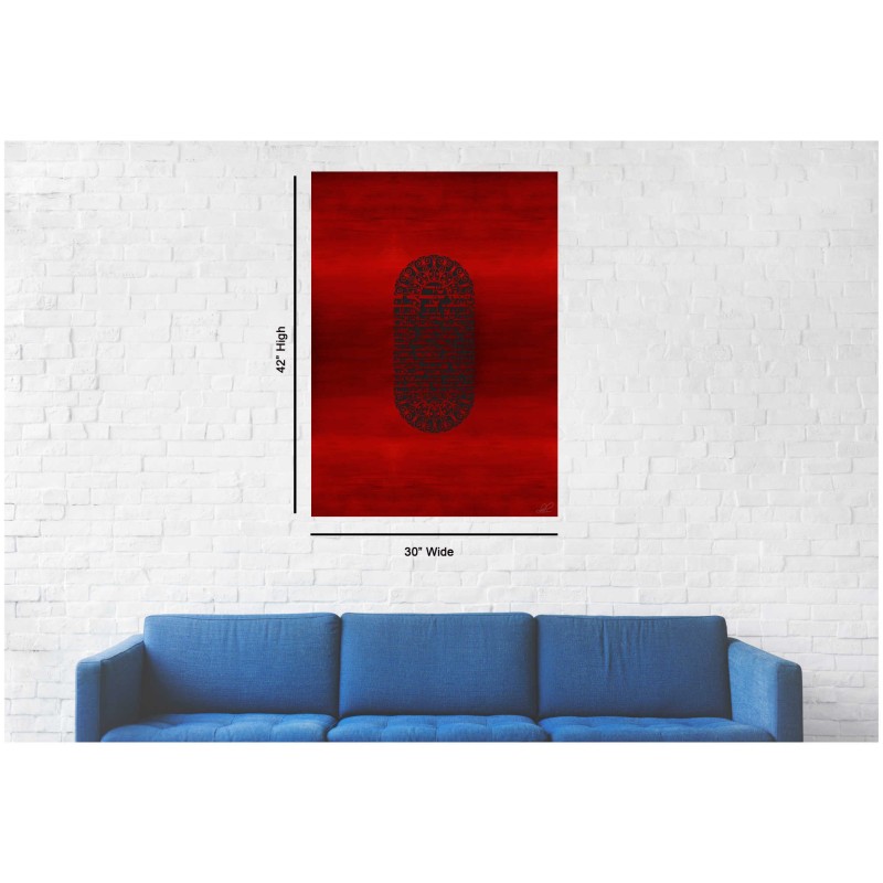"Mezuza" a Black on Red Papercut Vision Hand Signe | Art | Judaica