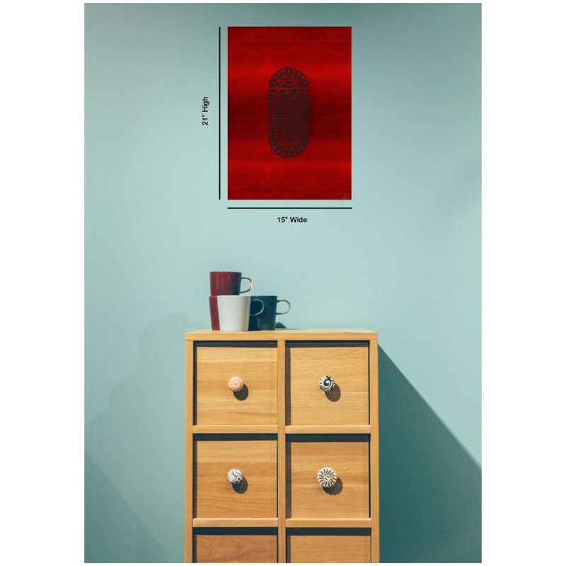 "Mezuza" a Black on Red Papercut Vision Hand Signe | Art | Judaica