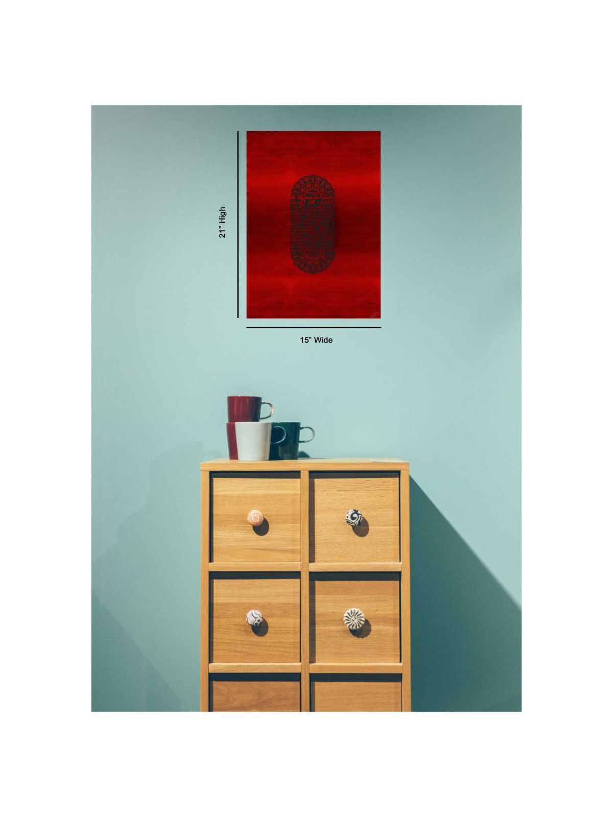 "Mezuza" a Black on Red Papercut Vision Hand Signe | Art | Judaica