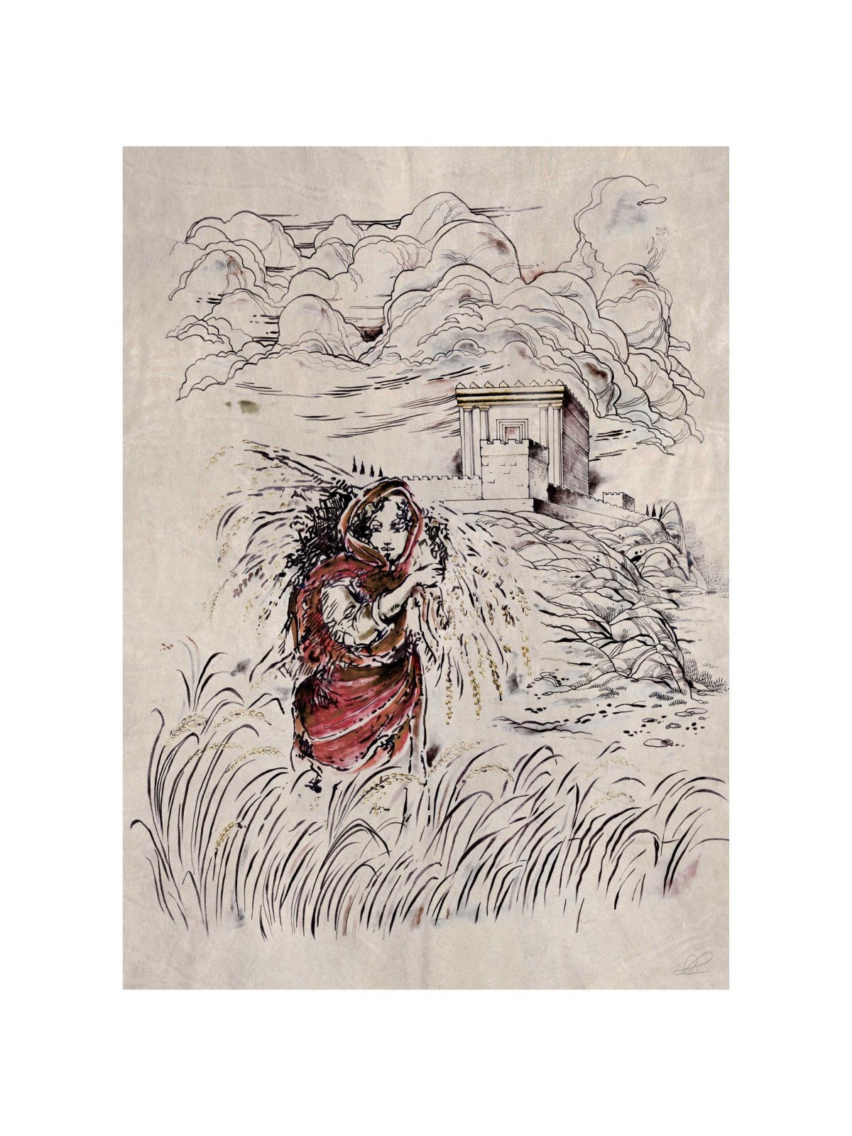 "Ruth" In The Field Hand Signed, Size Large | Art | Judaica