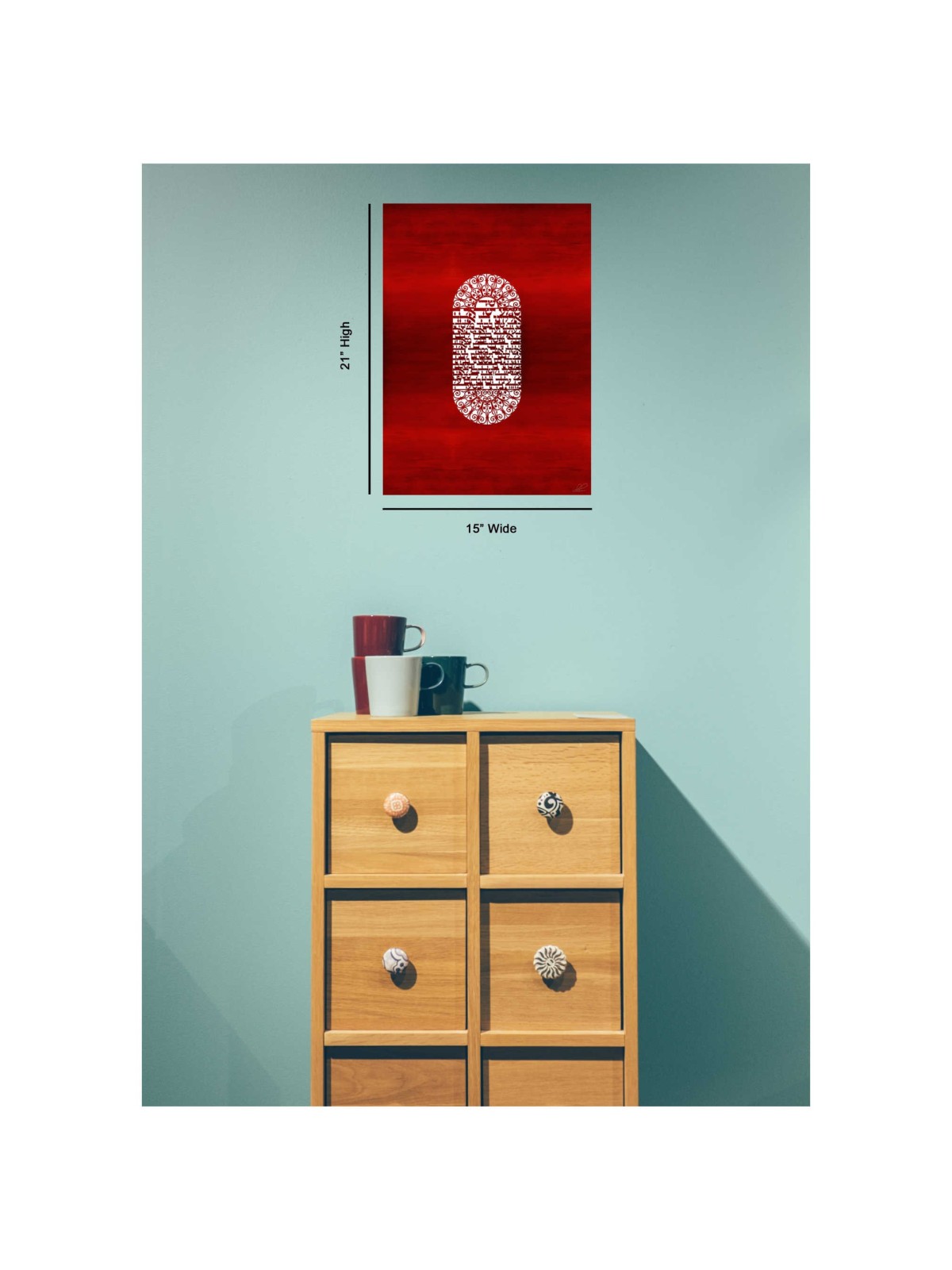 "Mezuza" a White on Red Papercut Vision Hand Signe | Art | Judaica