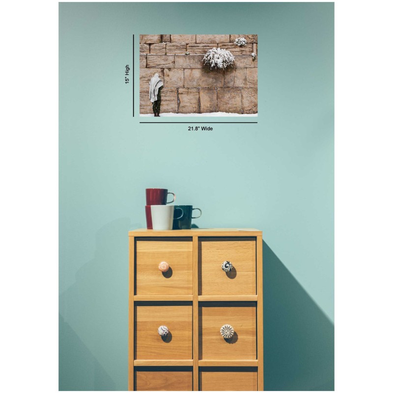 "Kotel Shrouded in Snow" Hand Signed, Size Small | Art | Judaica