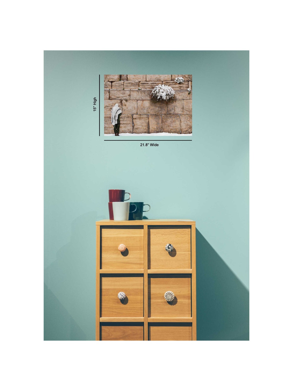 "Kotel Shrouded in Snow" Hand Signed, Size Small | Art | Judaica