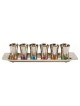 Set of 6 Hammered Small Cups and Tray - Multicolor | Kiddush Cups | Ju