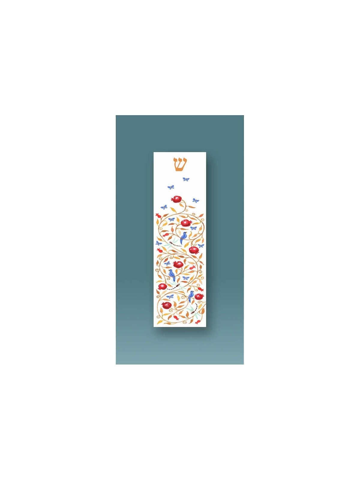 Pomegranates & Butterfly Car Mezuzah Case By Micki | Mezuzahs | Judaic