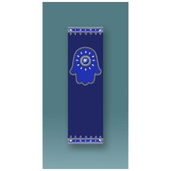 Royal Blue Hamsa Car Mezuzah Case By Mickie Caspi | Mezuzahs | Judaica