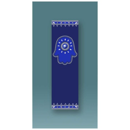 Royal Blue Hamsa Car Mezuzah Case By Mickie Caspi | Mezuzahs | Judaica