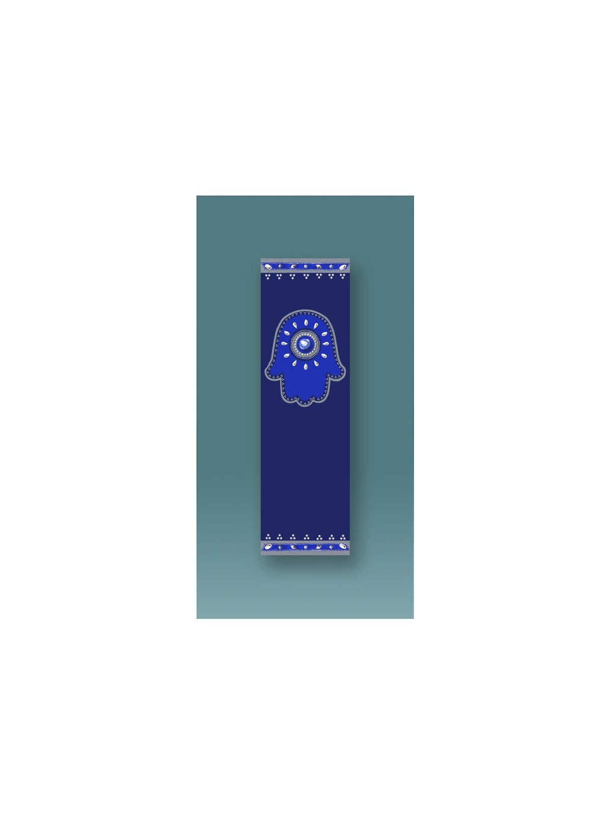 Royal Blue Hamsa Car Mezuzah Case By Mickie Caspi | Mezuzahs | Judaica