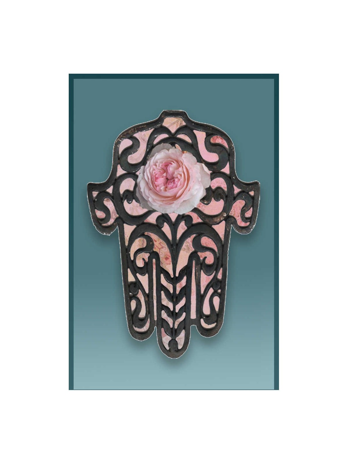 Rose Hamsa Car Mezuzah Case By Mickie Caspi | Mezuzahs | Judaica