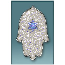 Gray Hamsa Car Mezuzah Case By Mickie Caspi | Mezuzahs | Judaica