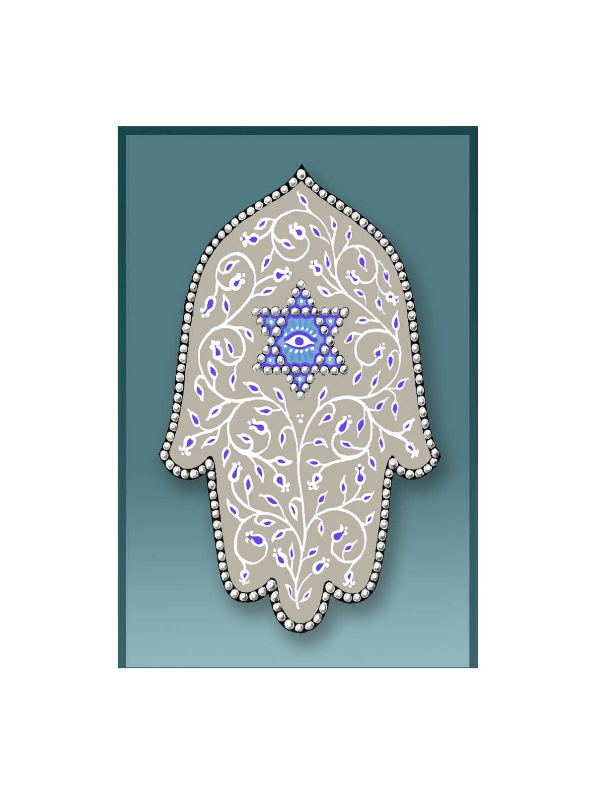 Gray Hamsa Car Mezuzah Case By Mickie Caspi | Mezuzahs | Judaica