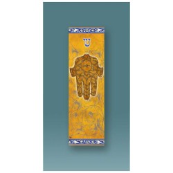 Ochre Hamsa Car Mezuzah Case By Mickie Caspi | Mezuzahs | Judaica