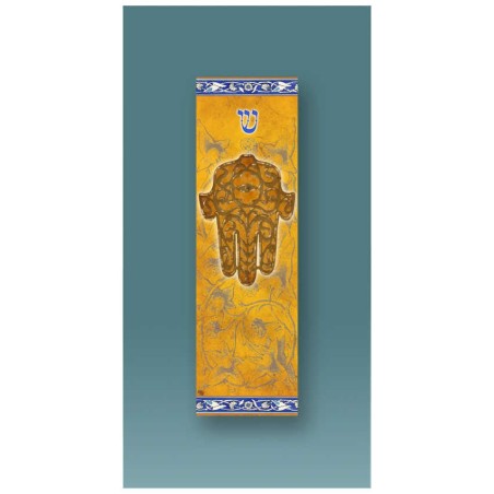 Ochre Hamsa Car Mezuzah Case By Mickie Caspi | Mezuzahs | Judaica
