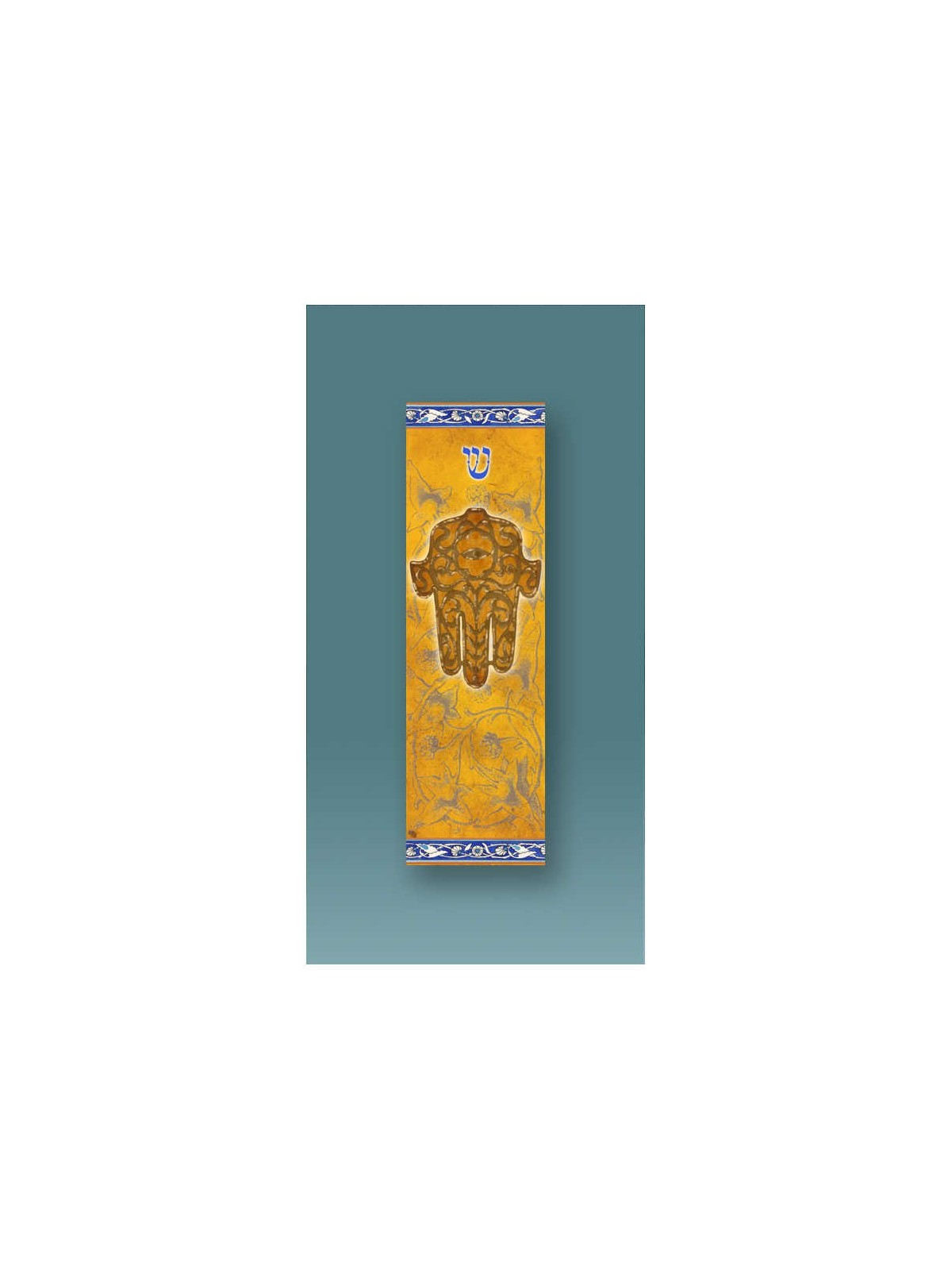 Ochre Hamsa Car Mezuzah Case By Mickie Caspi | Mezuzahs | Judaica