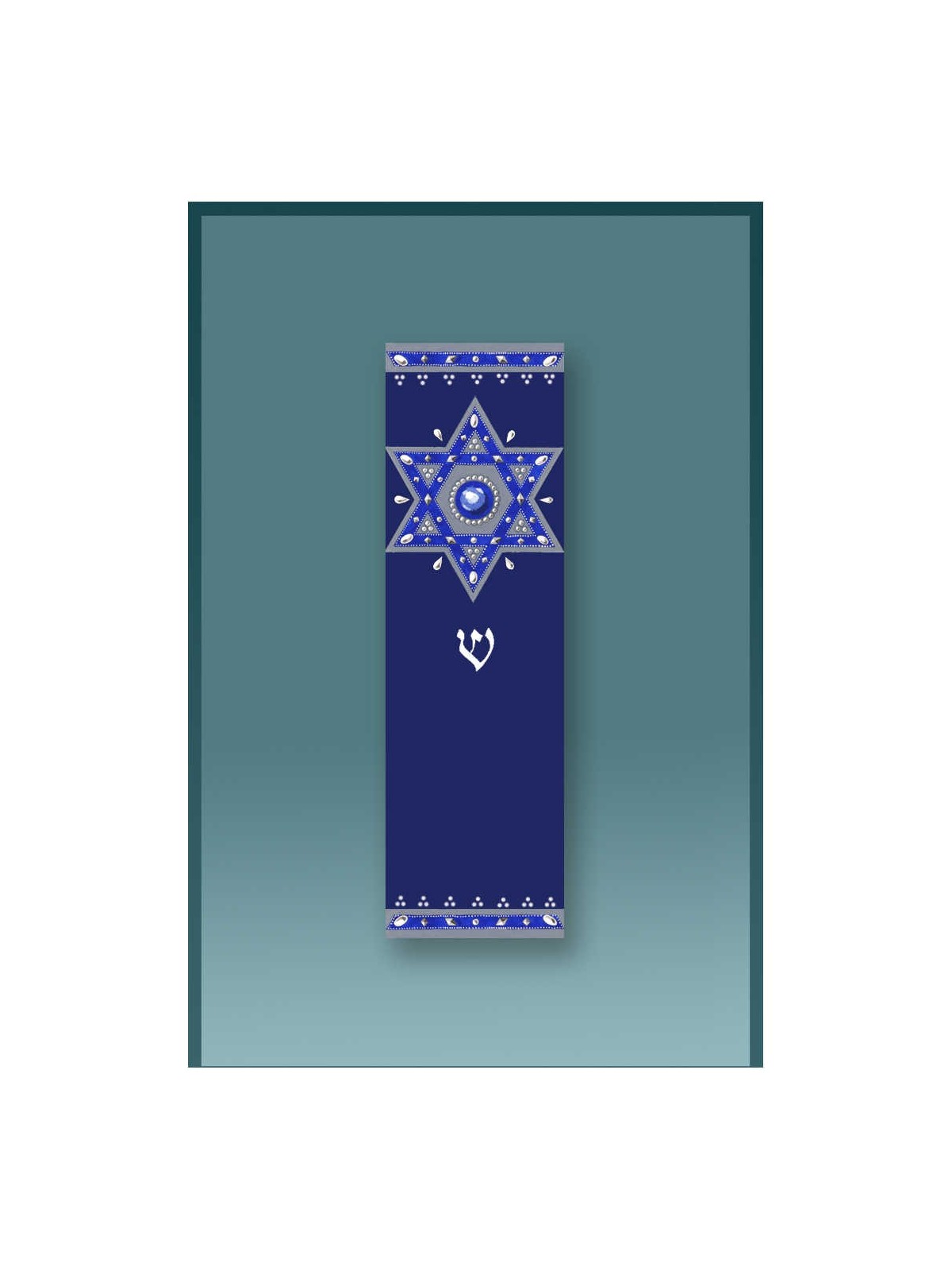 Royal Blue Star Car Mezuzah Case By Mickie Caspi | Mezuzahs | Judaica