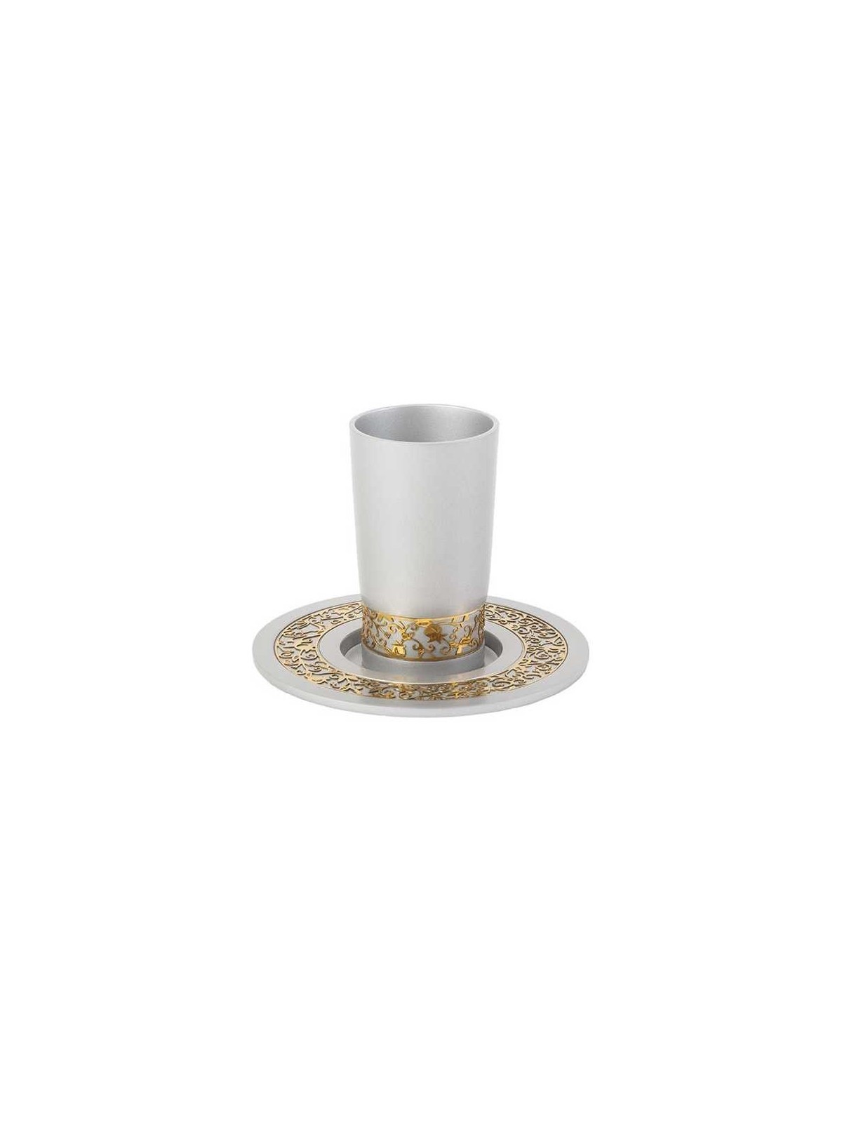 Stainless Steel Kiddush Cup With Gold Pomegranate  | Kiddush Cups | Ju