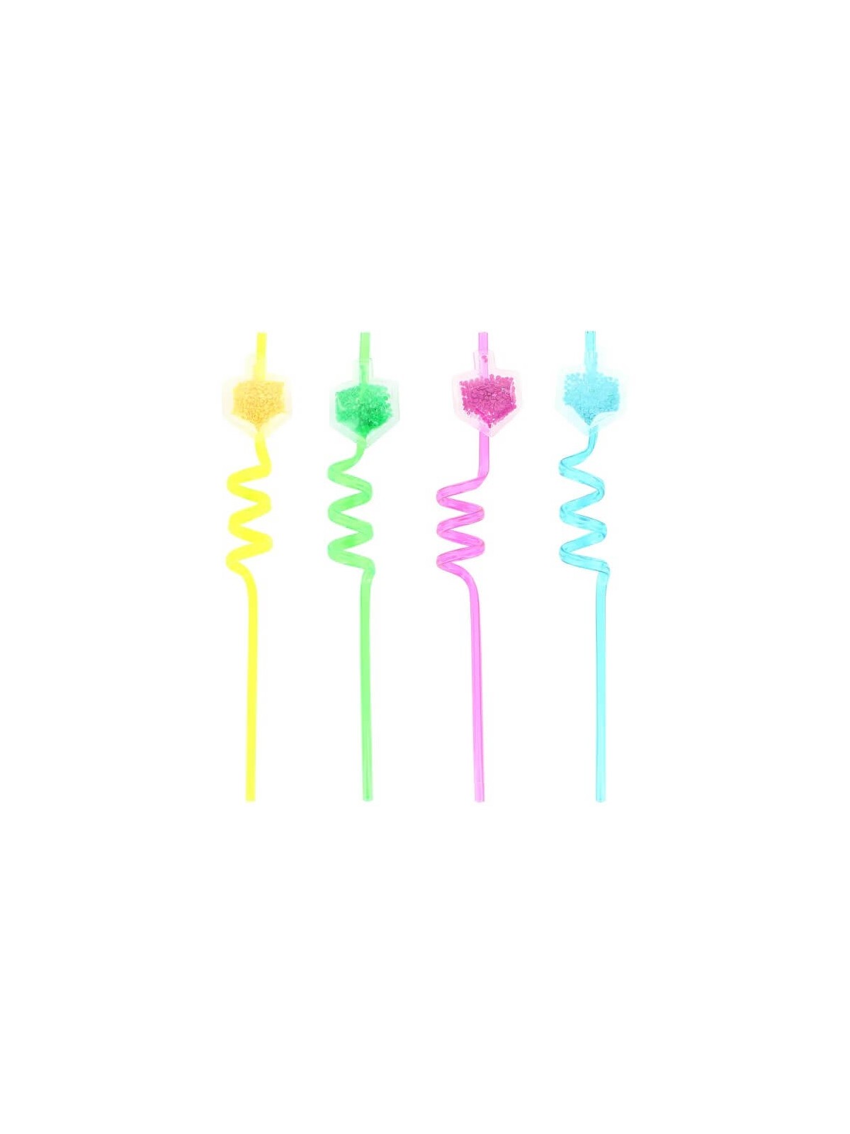 Confetti Hanukkah Dreidel Straws - Pack of 4 | Hanukkah | Judaica