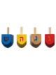 Wooden Colorful Dreidels - Pack of 4 | Hanukkah | Judaica