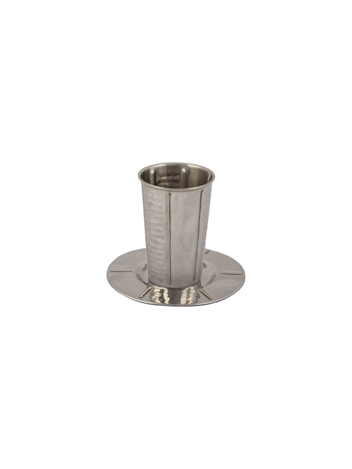 Stainless Steel Hammered Kiddush Cup With Verical  | Kiddush Cups | Ju