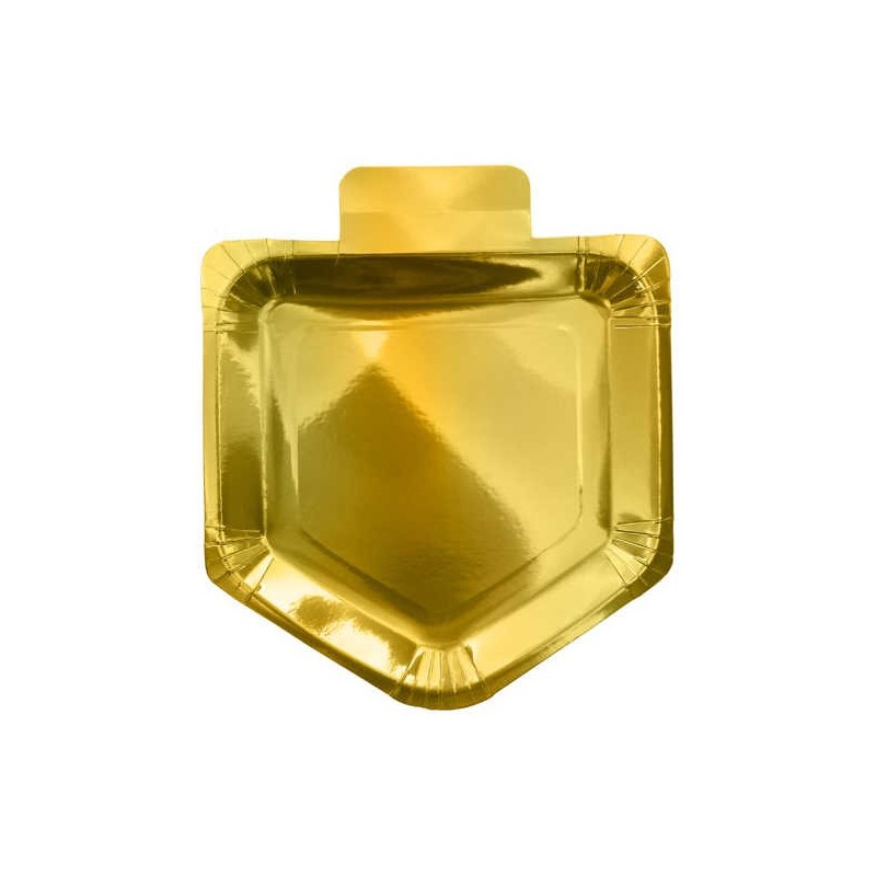 Dreidel Shaped 7inch Paper Plates, Gold- Pack of 1 | Hanukkah | Judaic