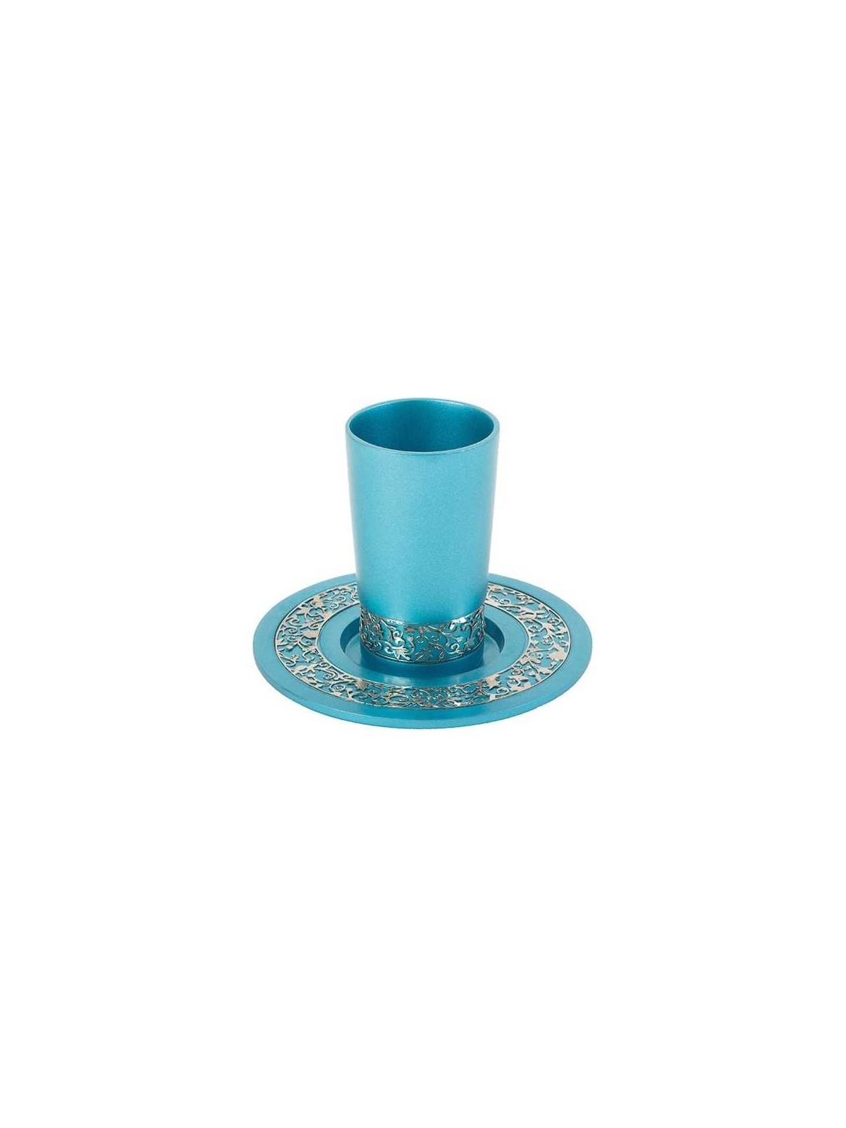 Turquoise Stainless Steel Kiddush Cup With Silver  | Kiddush Cups | Ju