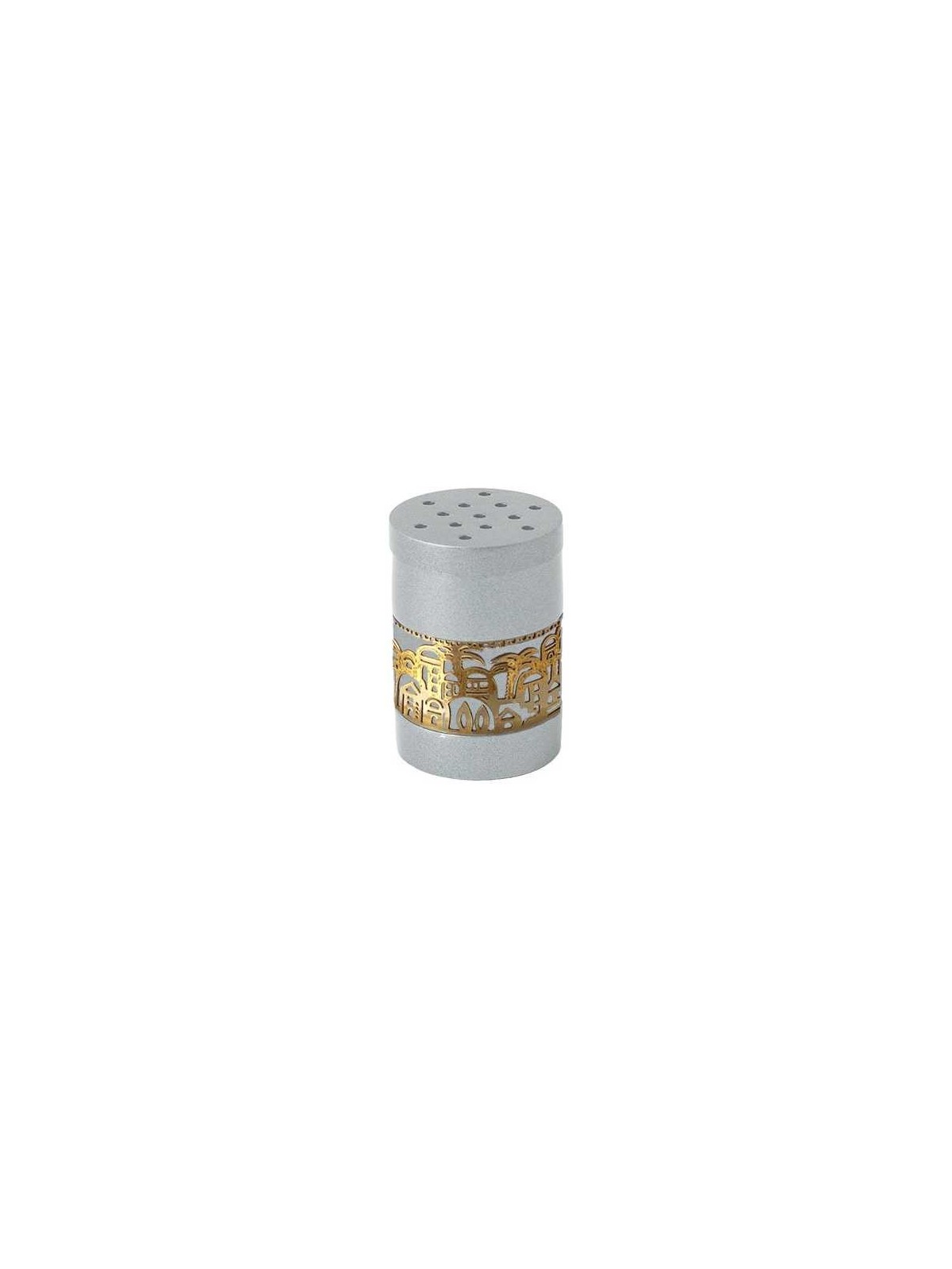 Silver Besamim Spice Box With Gold Jerusalem Overl | Havdalah Sets & S